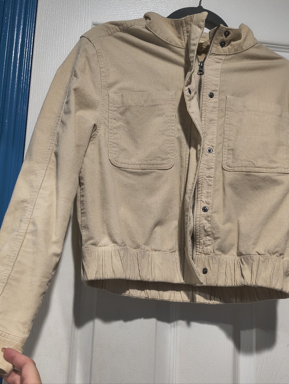 Pact Organic Cotton Corduroy Cropped Bomber Utility Jacket Beige - Size M - Picture 8 of 14
